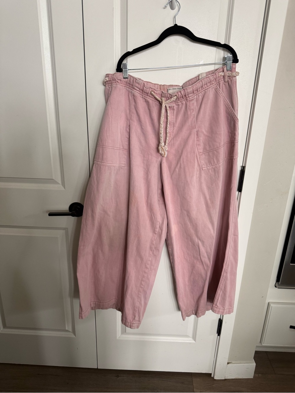 Free People Wide Leg Pants in Dusty Rose with Rope Waist Detail - Picture 9 of 9
